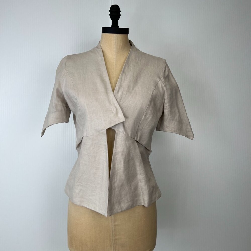 Dusica Sacks Jacket Women 8 Linen Tailored Cut Light Modern Work Party Hype Core
